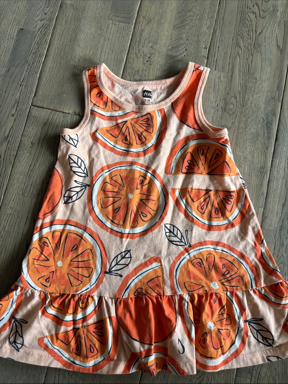 Tea Collection Peach and Orange Citrus Tank Dress